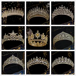 Gold Color Luxury Crystal Wedding Tiaras And Crowns Party Rhinestone Prom Bridal Diadem Crown Tiara For Women Bride Hair Jewelry
