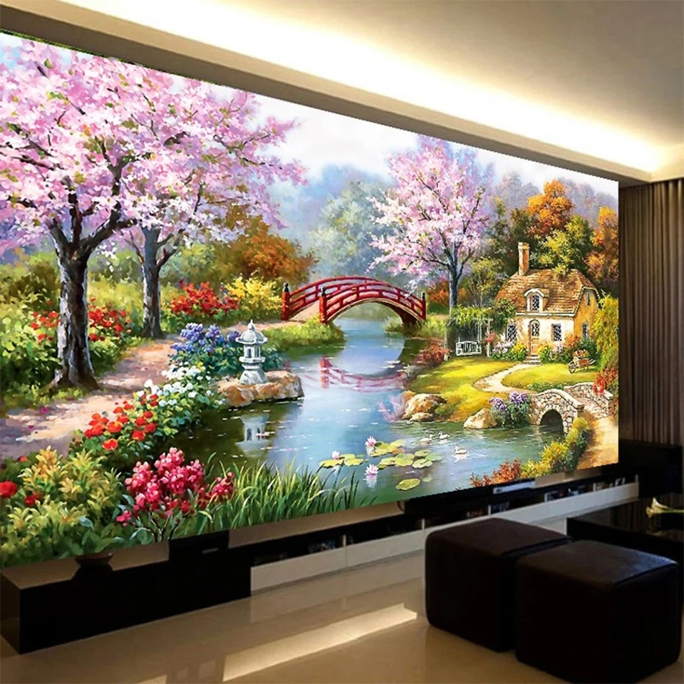 Large Garden cabin DIY 5D Diamond Embroidery,Round&square Diamond Mosaic Landscape Full Diamond painting cross stitch,needlework