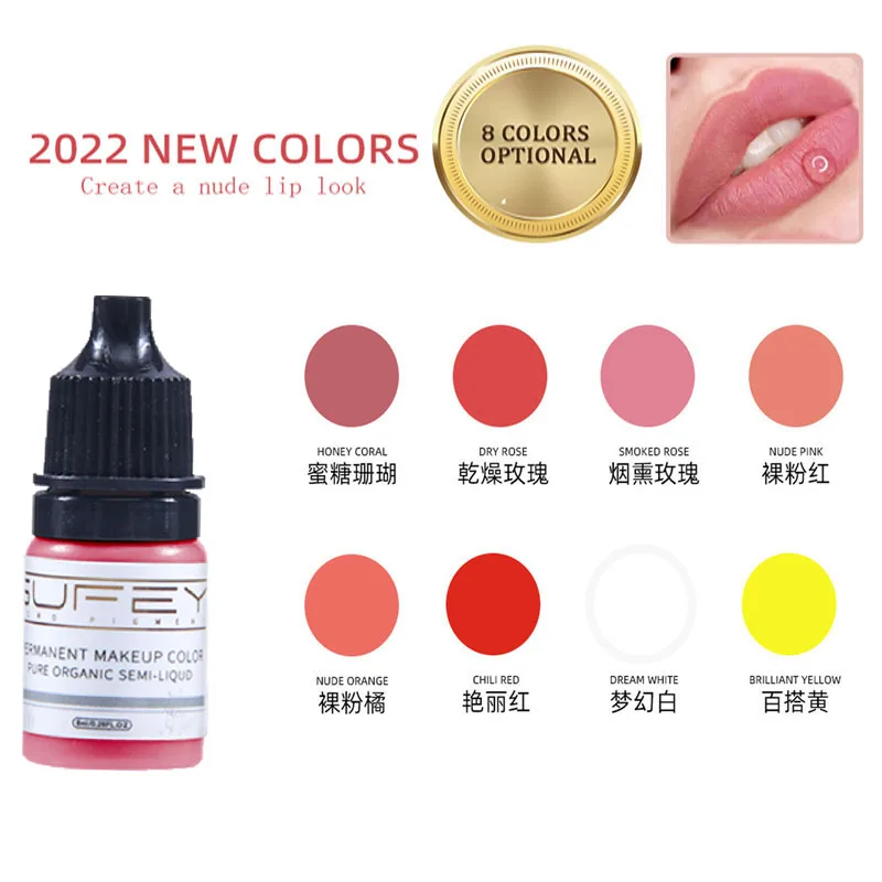 5ml Micropigmentation Pigments Lip Tint Eyebrow Tattoo Ink Natural Plant Permanent Makeup Eyeliner Microblading Pigment Supplies