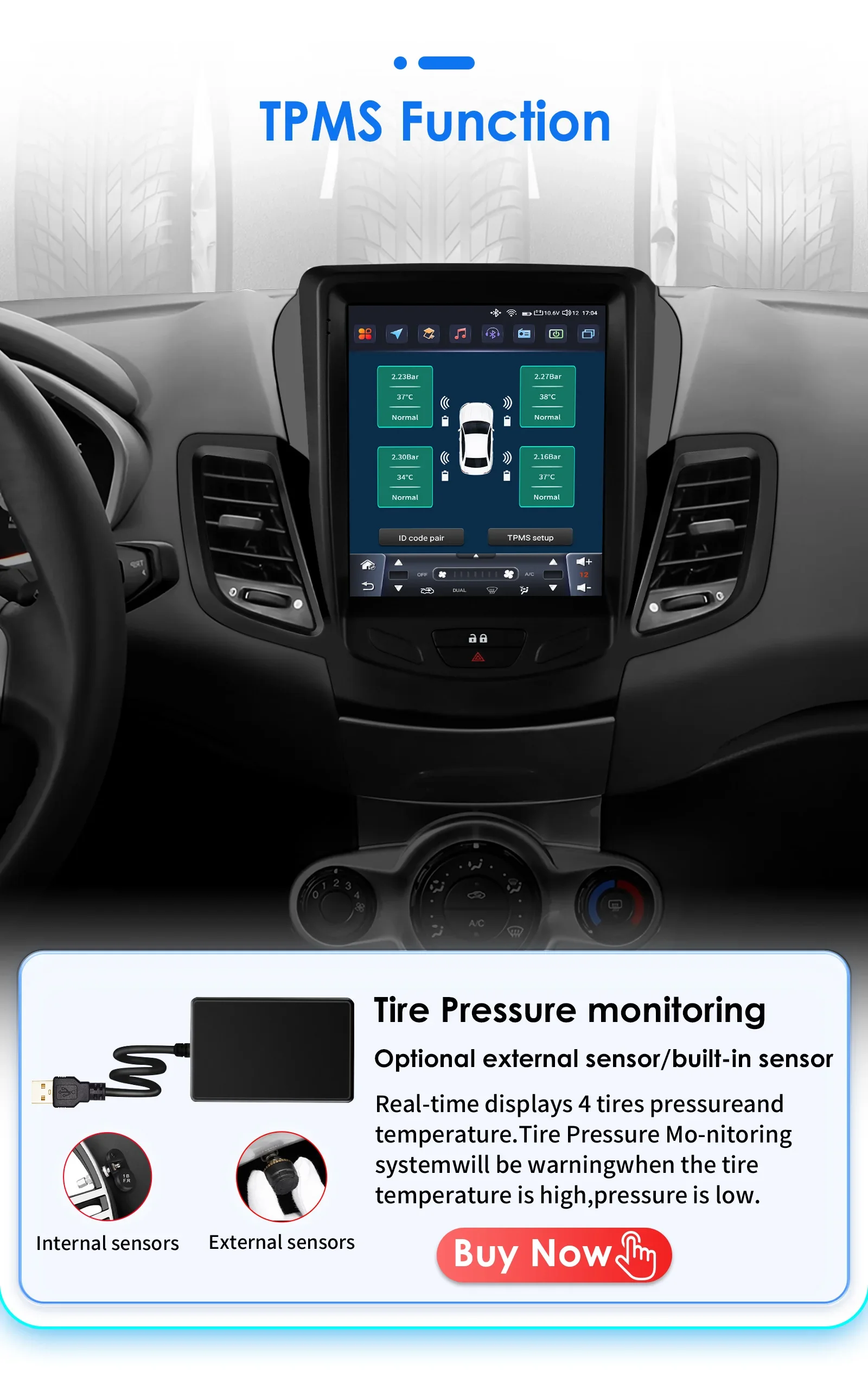 Hizpo 2Din Android 14 Auto-Multimedia-Player für Ford Fiesta MK7 2009–2016 GPS Carplay 4G AI Intelligenter Bildschirm Autoradio 360 Cam – Detail 25