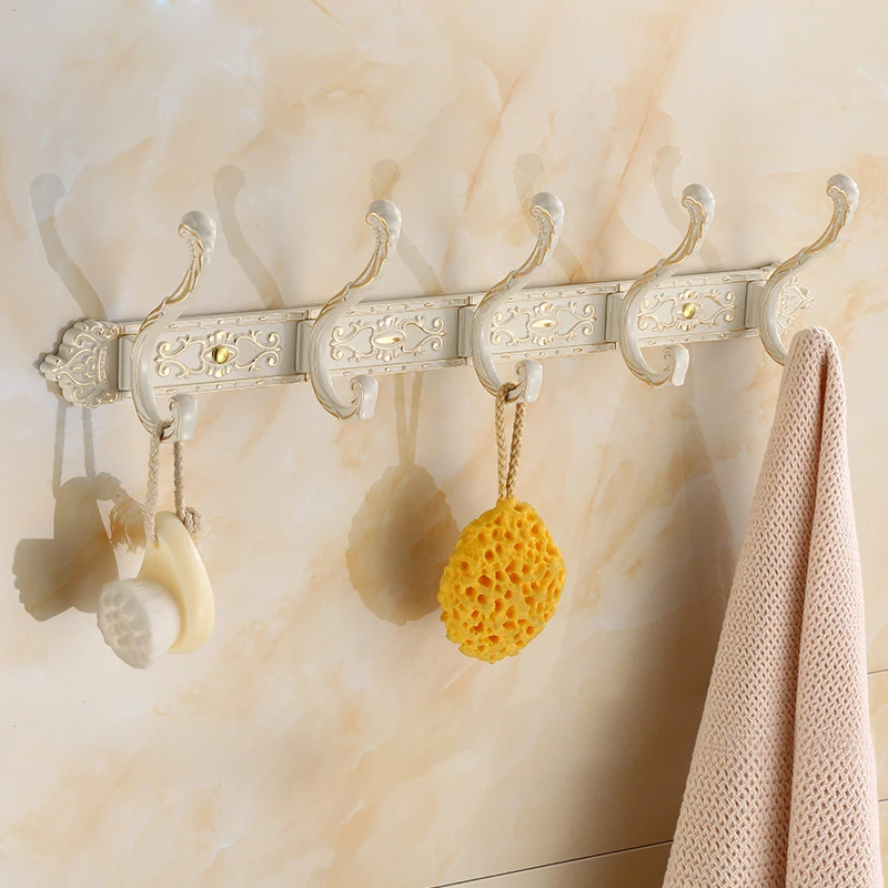 Bathroom Hooks Aluminium Ivory white Robe Hook Metal Rack Key Towel Coat Hooks Modern Wall Hangers Clothes Door Hanger Hook