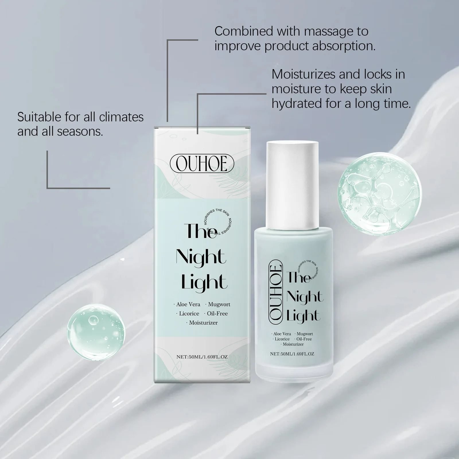 

OUHOE Hyaluronic Acid Moisturizing Lotion, Night Cream for Face Moisturizing and Wrinkle Reduction with Hyaluronic Acid