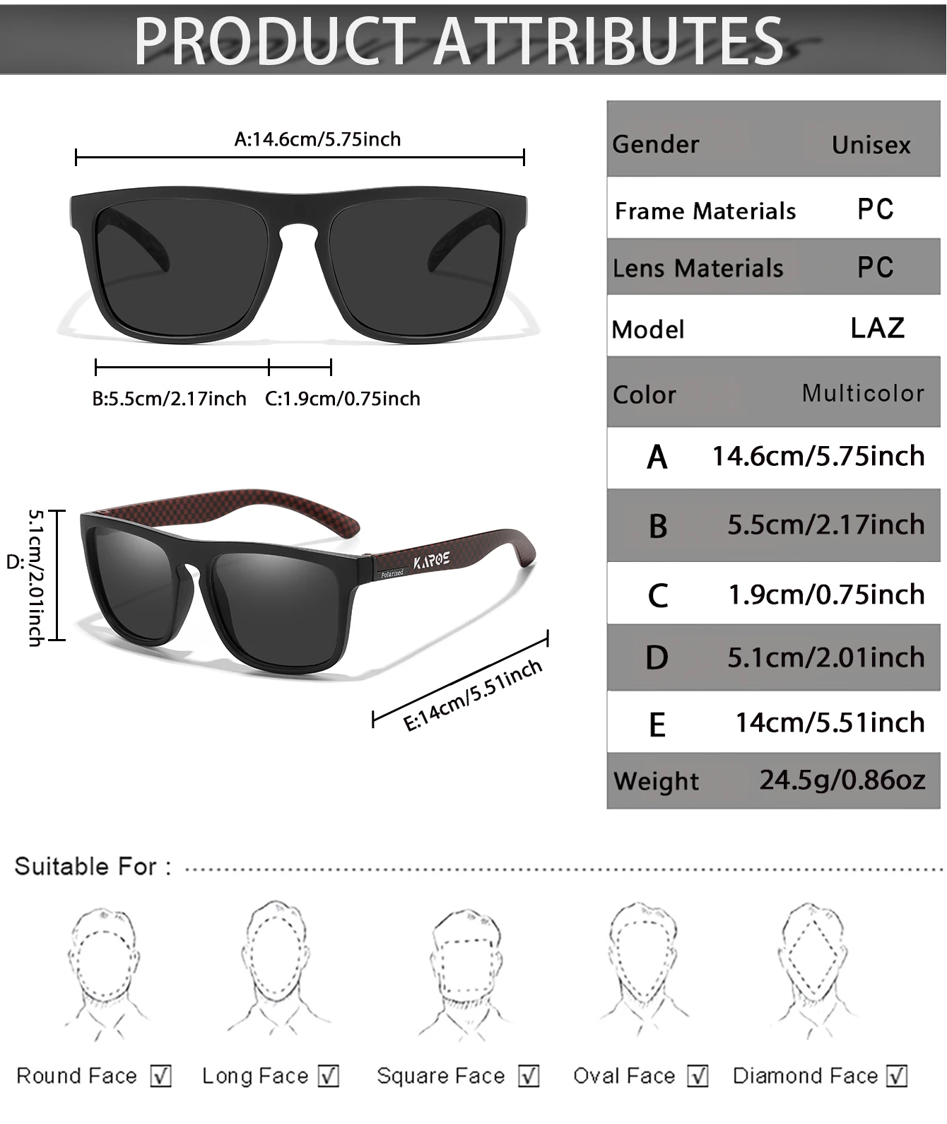 KAROS Männer/Frauen Polarisierte Sonnenbrille Quadratischen Spiegel Marke Design Luxus UV400 Sonnenschirm Unisex Angeln Fahren Radfahren Wandern – Detail 2
