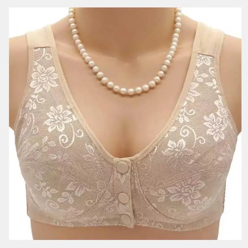 No steel bra cotton movement sleep vest type front button large size cotton underwear wholesale   W000257