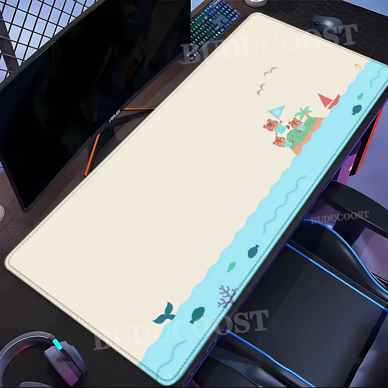 Large Kawaii Mouse Pad Non-Slip Gaming Cute Cartoon A-Animals Laptop Gamer Crossing Mousepad HD Printing XXL 400x900mm Desk Mat
