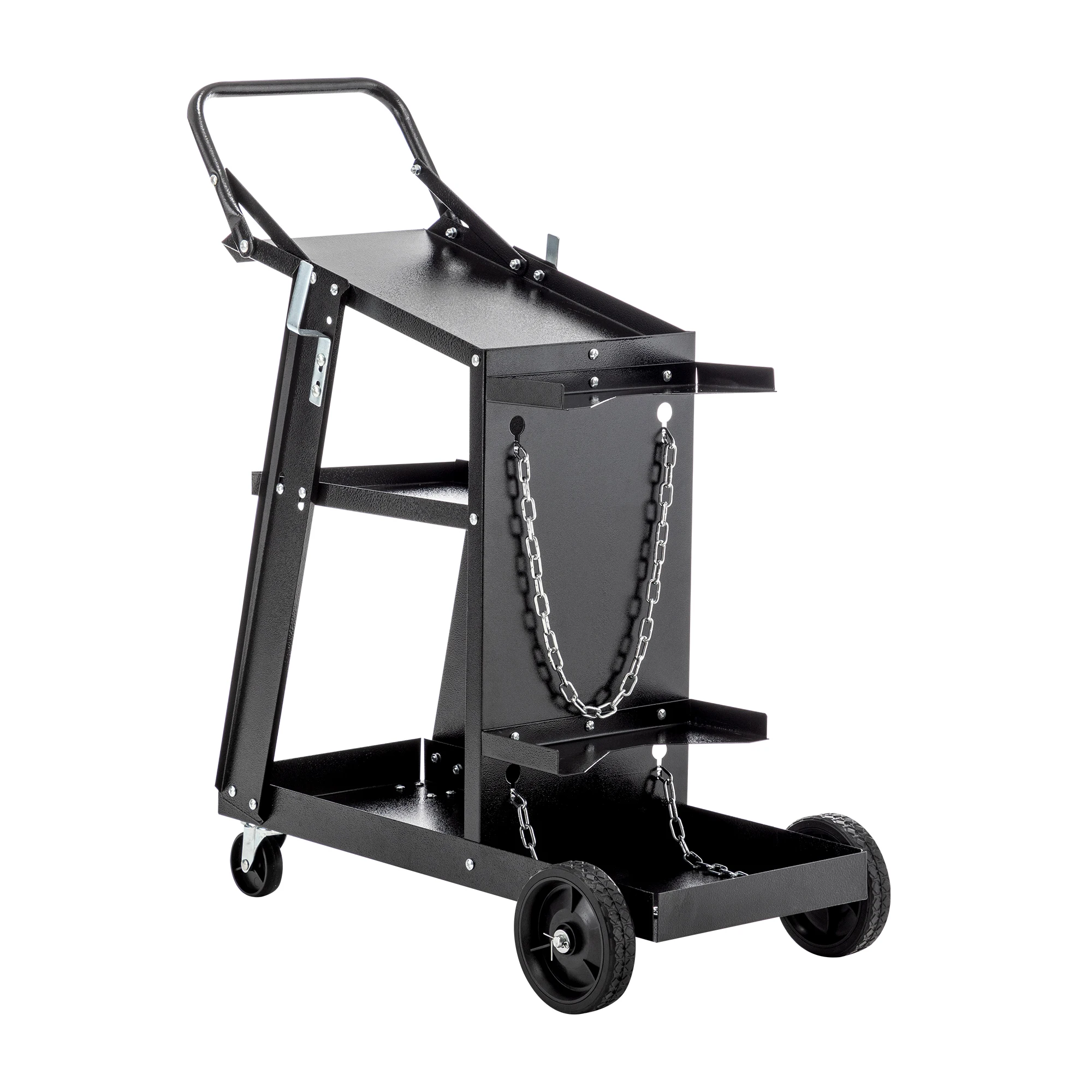 LZBEITEM Welding Cart, 3-Tier Heavy Duty with 400Lbs Static Weight Capacity, 360° Swivel Wheels, Tank Storage Safety Chains