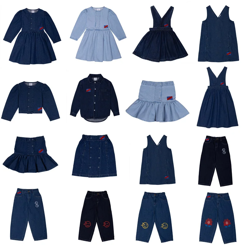 Kids Denim Jacket Outwear 2024 Autumn Girls Dress wyn Child Jean Pant Boy Denim Trousers Series Clothes