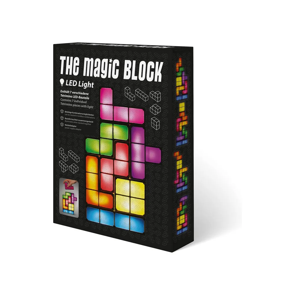 2024 Retro Building Blocks Mood Lighting 7 Colors Puzzle Game Table Lamp DIY Magic Stackable LED Night Light   AC Power Gift