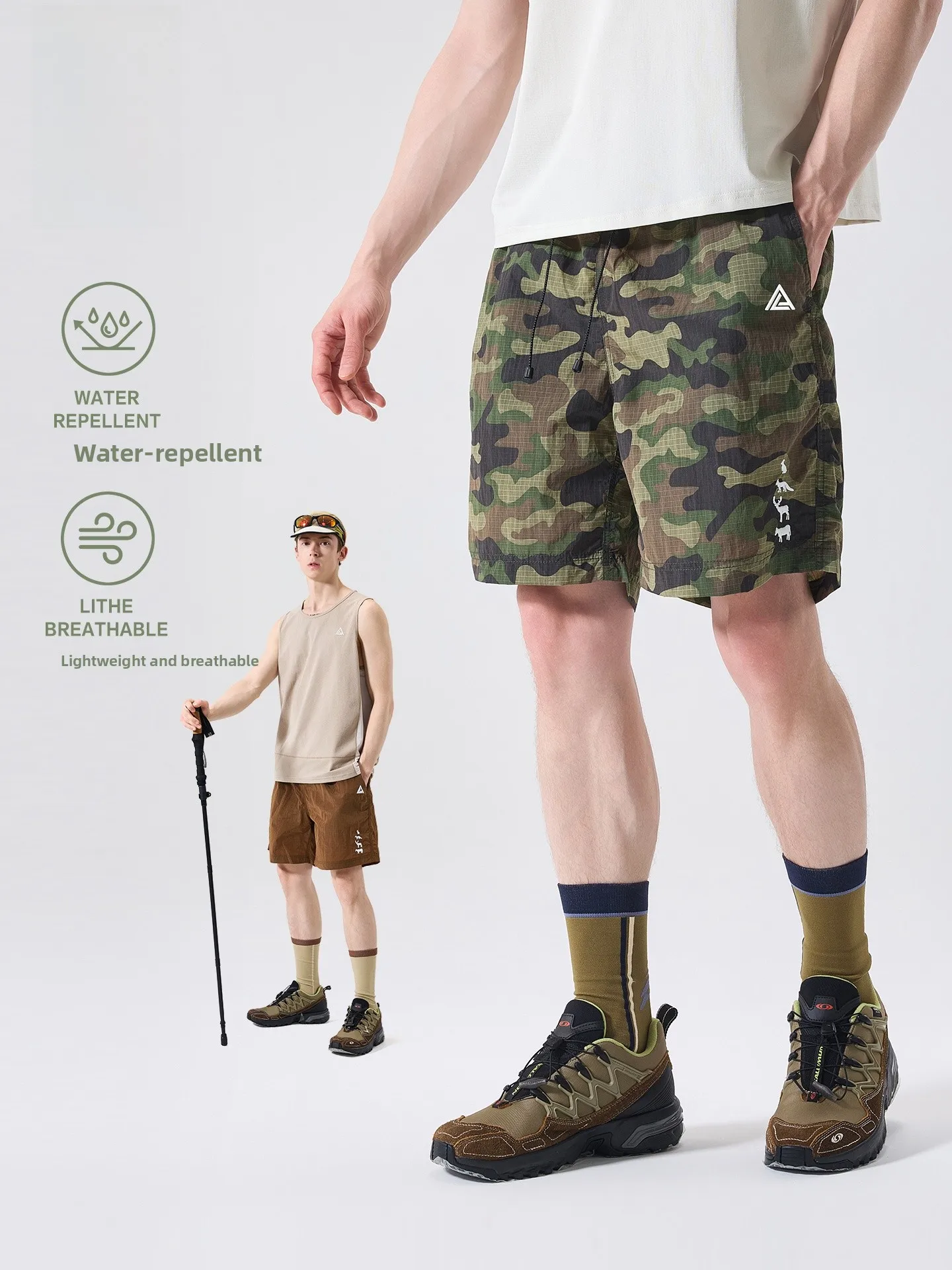 LAZY DAY Outdoor Quick Dry Lightweight Breathable Men's Sport Shorts Summer Cool Feeling Five-Quarter Length Hiking Mountain ...