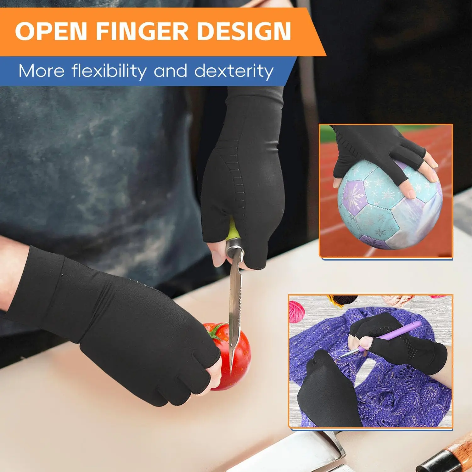 Luvas de cobre para artrite para alívio da dor nas mãos, osteoartrite reumatóide, inchaço, túnel do carpo, luvas de compressão