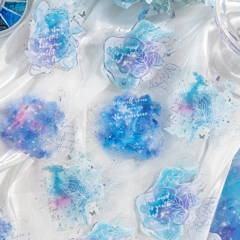 السيد ورقة 30 قطعة/الحقيبة PET مقاوم للماء ثلاثي الأبعاد ملصقات فضية ساخنة حزمة DIY كتيب القصاصات بطاقة الديكور #4