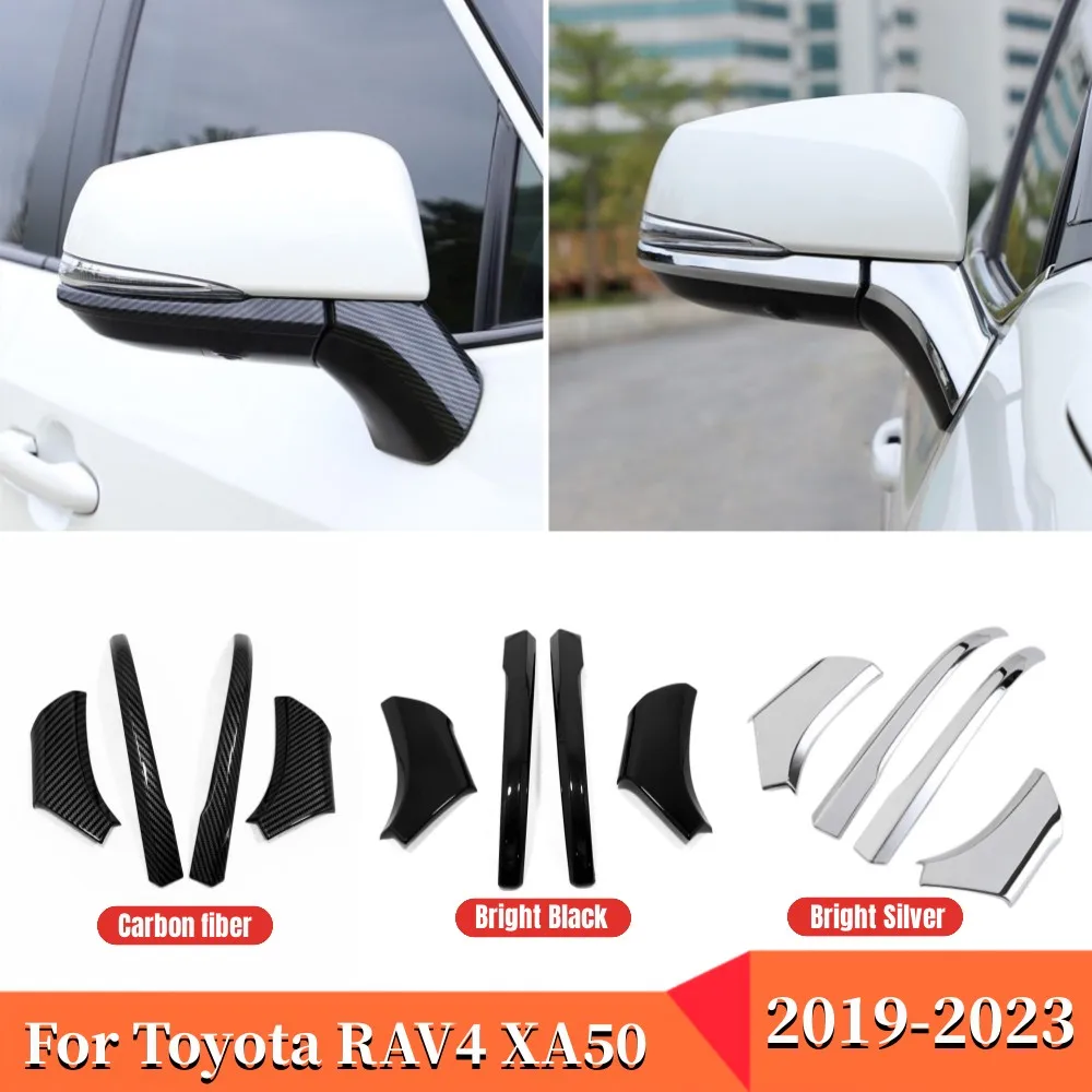 

For Toyota RAV4 RAV 4 2019 2020 2021 2022 2023 XA50 Hybrid Carbon fiber Car Rearview Mirror Side Trim Cover Molding Accessories