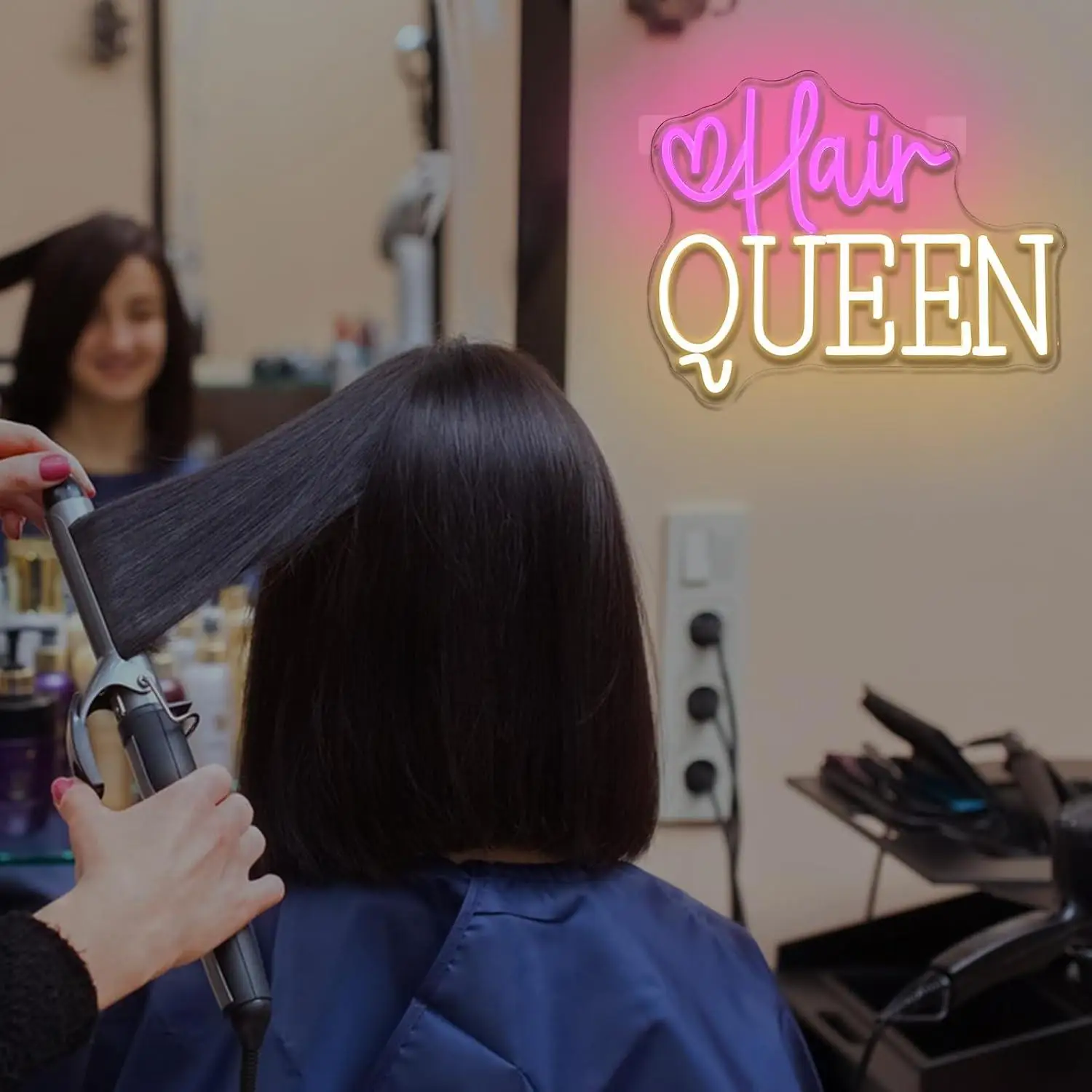 Hair Queen Neon Sign Dimmable Barber Shop Neon Light Sign for Hair Salon Store Beauty Room Makeup Studio Business Decor Gift