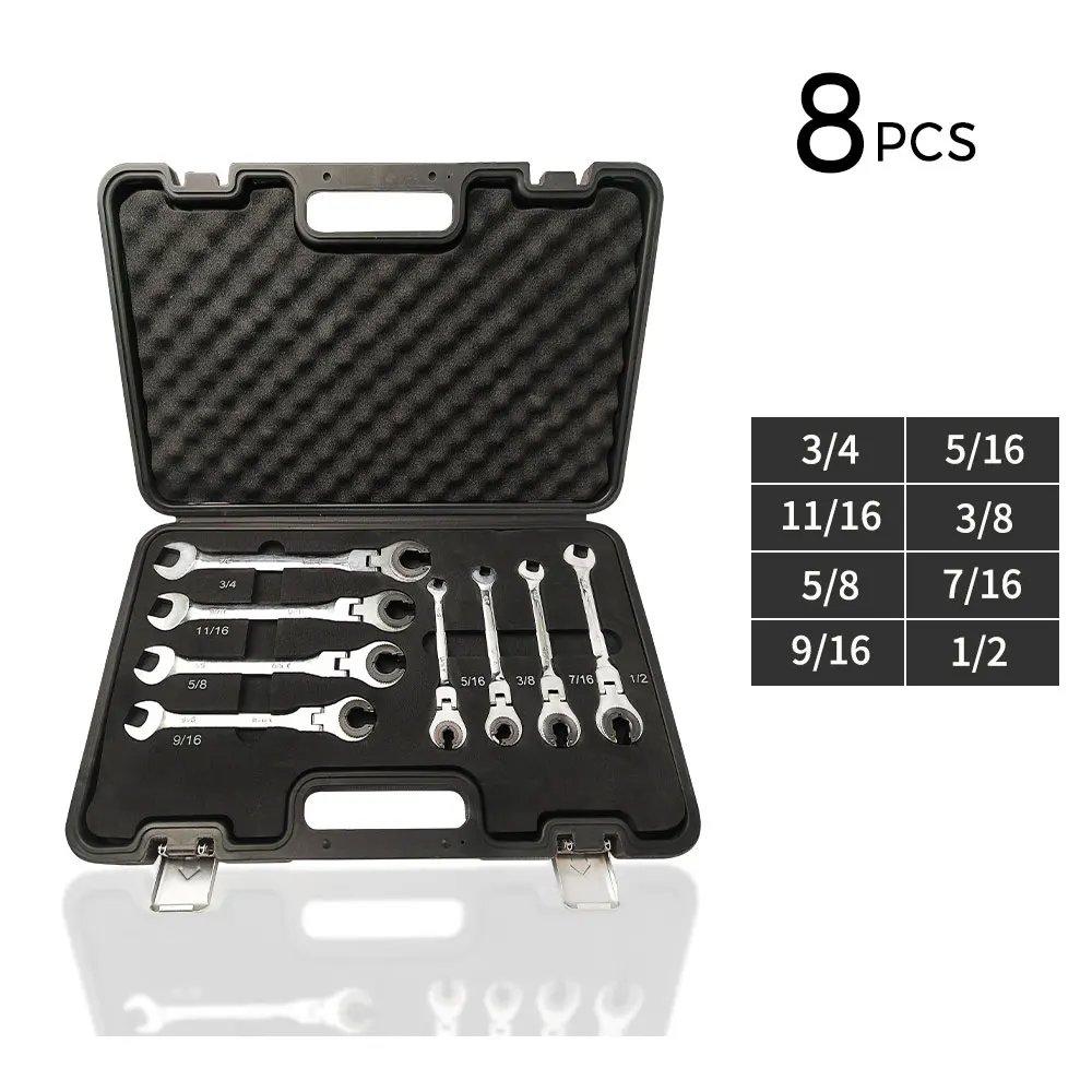 Binoax SAE Tubing Ratchet Wrench Set 72 Teeth Combination Oil Wrenches with Open Flexible/Fix Head Ratchet For Car Repair Tools