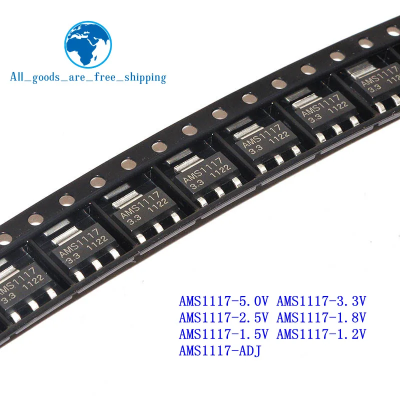 TZT 50PCS AMS1117 series AMS1117-3.3V AMS1117-ADJ AMS1117-1.8V AMS1117-1.2V AMS1117-5.0V AMS1117-2.5V AMS1117-3.3 AMS1117-5.0