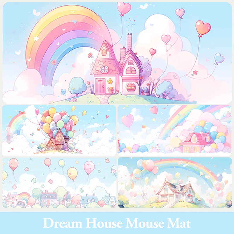 Large Size Dream House 900x400MM Mouse Pad Neoprene Rubber With Top Fabric 800x300MM Game Mat 600x300MM Table Cover