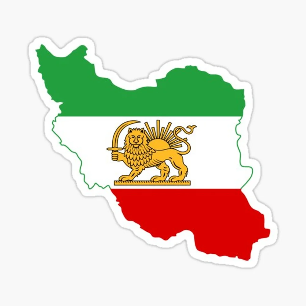 Flag Map of Iran, Iranian Flag, 1964-1980 Sticker for Laptop Decor Bedroom Car Cute Cartoon Art Fashionable Public Suitcase