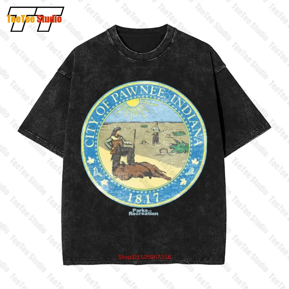 Parks And Recreation Distressed Pawnee Seal Vintage Oversized T-Shirt J6JM