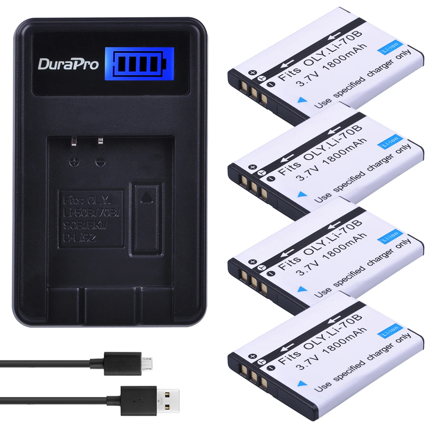 DuraPro 1800 мАч Li-70B Li 70B батарея с ЖК-дисплеем USB зарядное устройство для Olympus VG-110, VG-120, VG-130, VG-140, VG-160, FE4020 камера