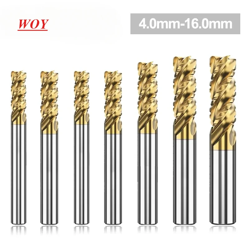 

WOY 4-Flute Special Tungsten Steel Round Nose Roughing Milling Cutter Titanium Alloy Coating CNC Machining Center Endmills