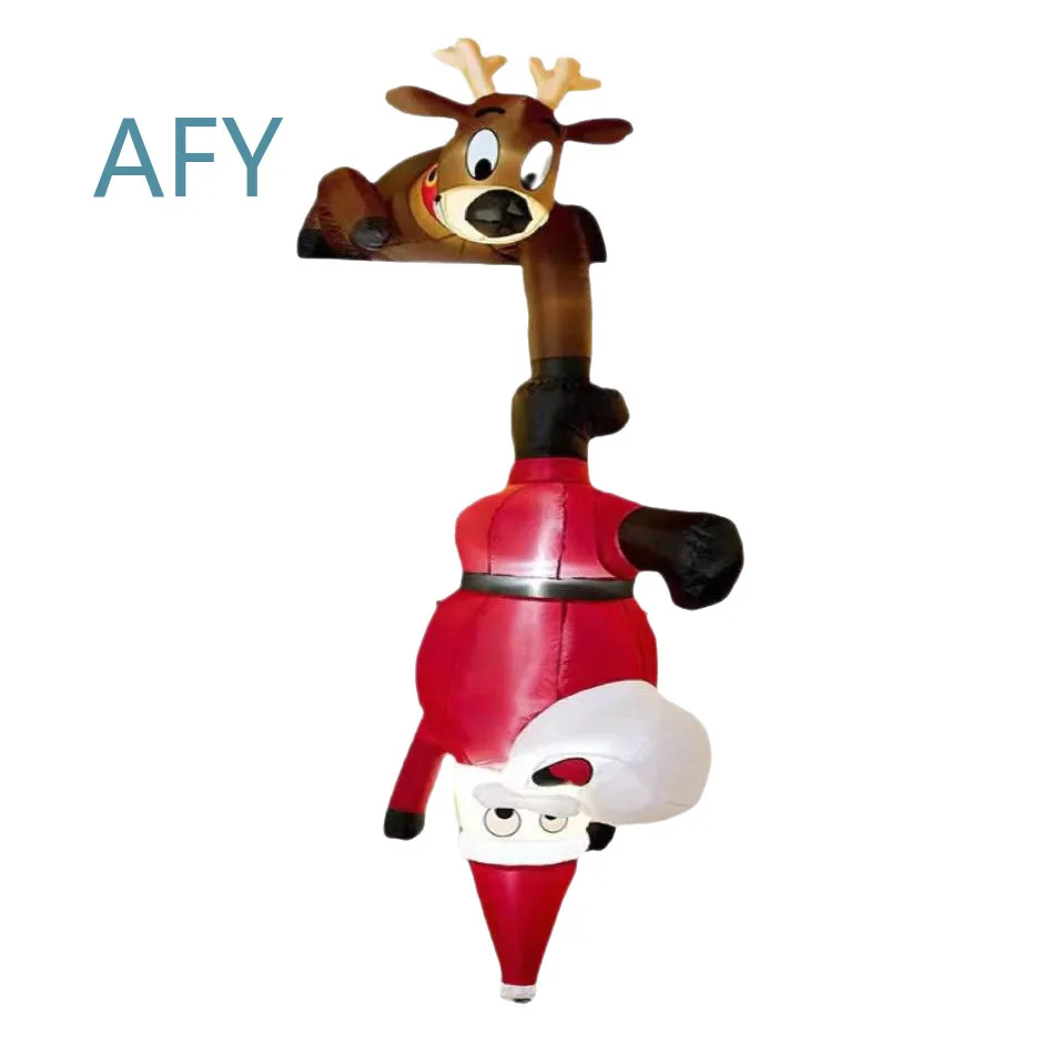 Inflatable LED Light-Up Reindeer Pulling Santa Claus Air Model for Outdoor Christmas Decorations for Cross-Border Holiday