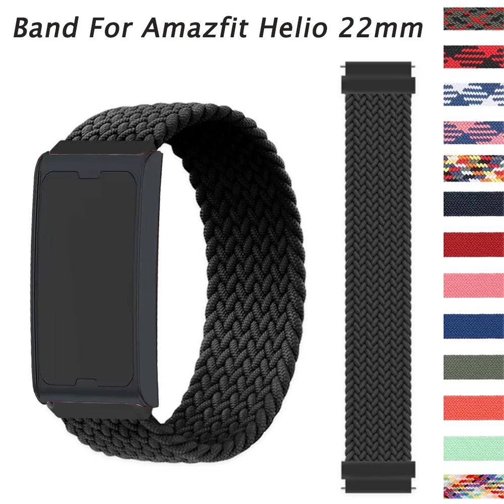 yZ[z22mm Nylon Braided SOLO LOOP Strap for Amazfit Helio Sport for Amazfit Helio/Balacne/Cheetah Pro/BIP 6 5 22mm Universal Band