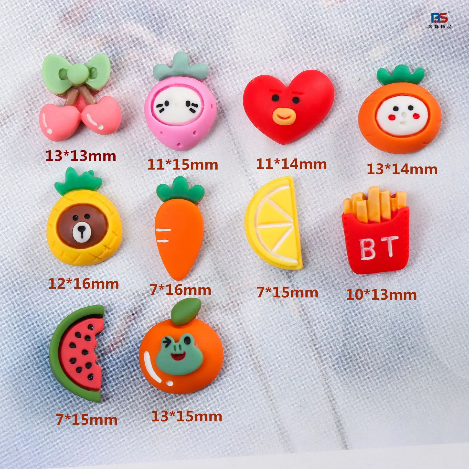 10Pcs Mixed Fruit Nails Charms Lemon Apple Strawberry Orange Cartoon Manicure Cute Accessories 3D Nails Art Decoration Parts G3