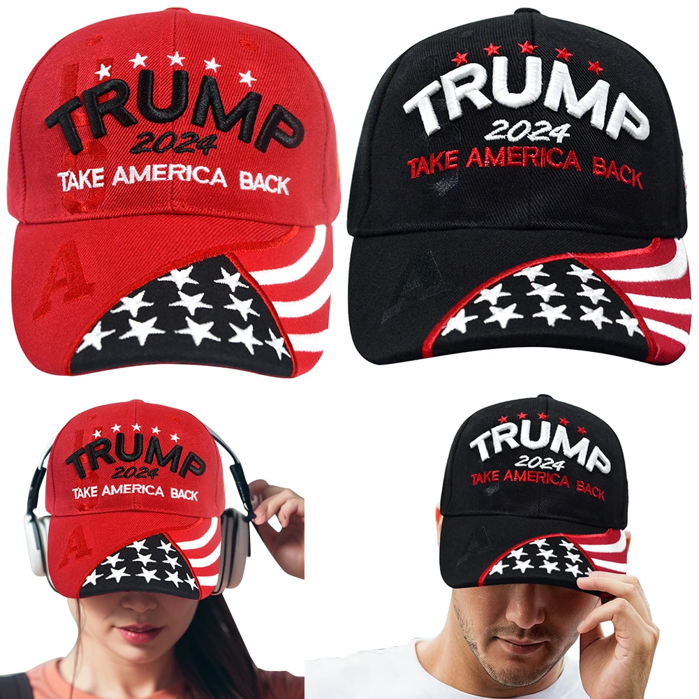 Trump 2024 Baseball Cap 3D Embroidery Duck Tongue Hat Adjustable Snapback President Hat Take America Back for Outdoor Sports