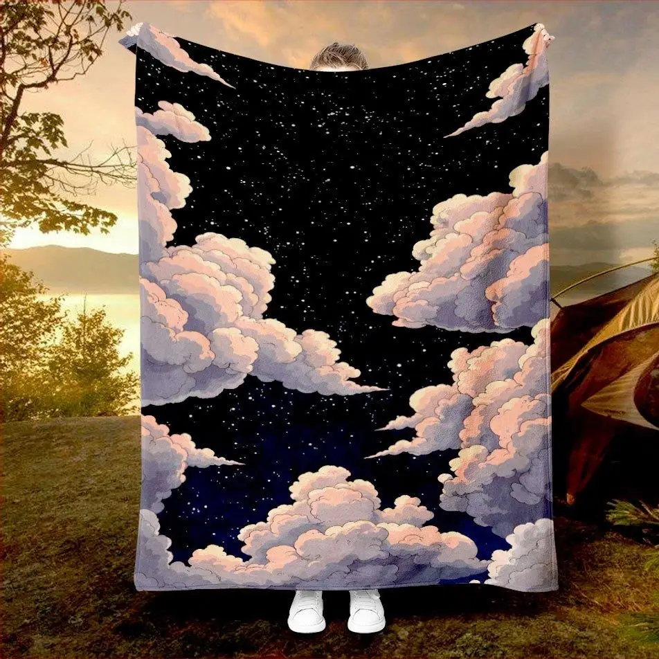 

Одеяло с рисунком звезды, луны и ночного неба, полиэфирная ткань, можно стирать в машине, подходит для декора спальни и гостиной.