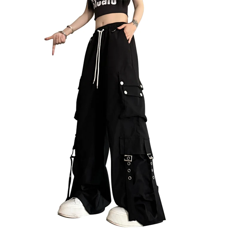 Hip-Hop Multi-pocket Wide Leg Loose Street Casual Cargo Pants Trend Streetwear Women Y2k Baggy Pants Vintage Sweatpants Girls