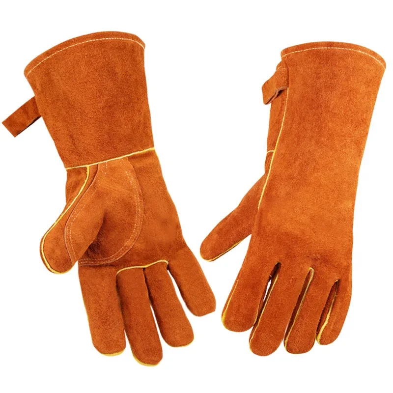 Welding Cowhide Anti-Scalding Wear-Resistant High Temperature Resistance Winter Leather Working Welder BBQ Protection Gloves