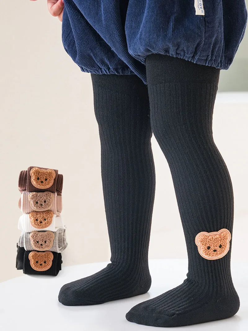 MILANCEL New Autumn Kids Pantyhose Children Cartoon Bear Leggings Girls Outwear Render Pants