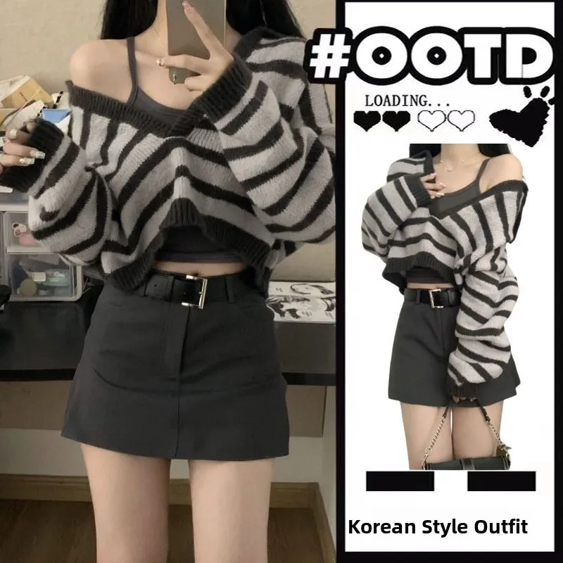 

Летний комплект для полных женщин: топ на бретелях и шорты, корейский стиль, принт в горошек, повседневный модный наряд