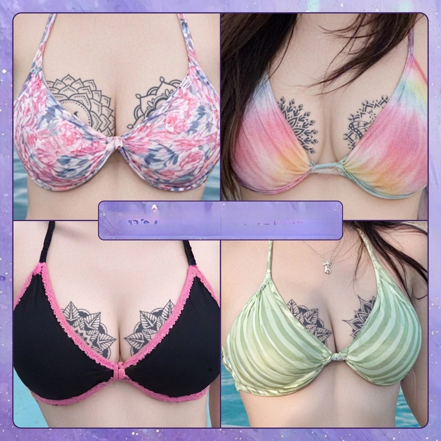 عصير عشبي للثدي وشم مؤقت نمط الداتورة مقاوم للماء ومضاد للعرق غطاء الحلمة ملصق وشم مزيف يحفظ لمدة 15 يومًا #5