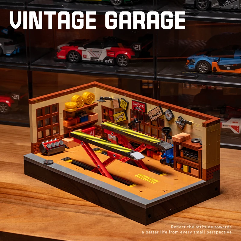 1:24 ensembles de construction de magasin de réparation de voiture bricolage décoration de bureau blocs de construction de magasin automobile idée de modèle cadeaux pour garçons enfants adultes 750 pièces