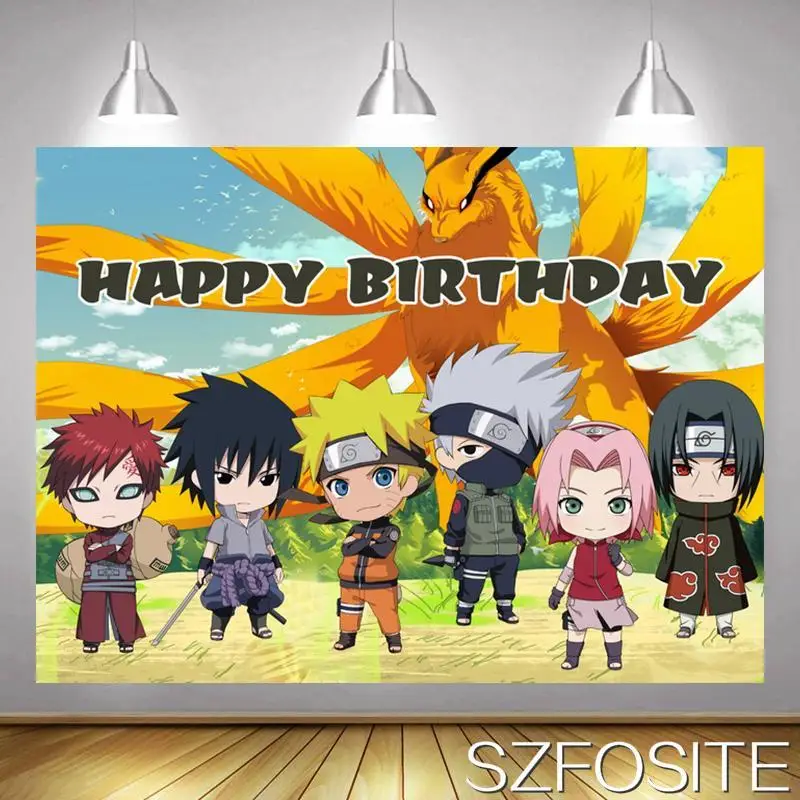 Fondo de vinilo personalizado para niños, telón amarillo de dibujos animados, llama, superhéroe Ninja, decoración de habitación de fiesta de cumpleaños