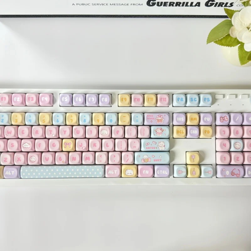 Imagem -06 - Cute Candy Bear Theme Keycap Material Pbt Suporta Sublimação Térmica de Cinco Lados Keycap Personalizado Altura Moa 131key Novo