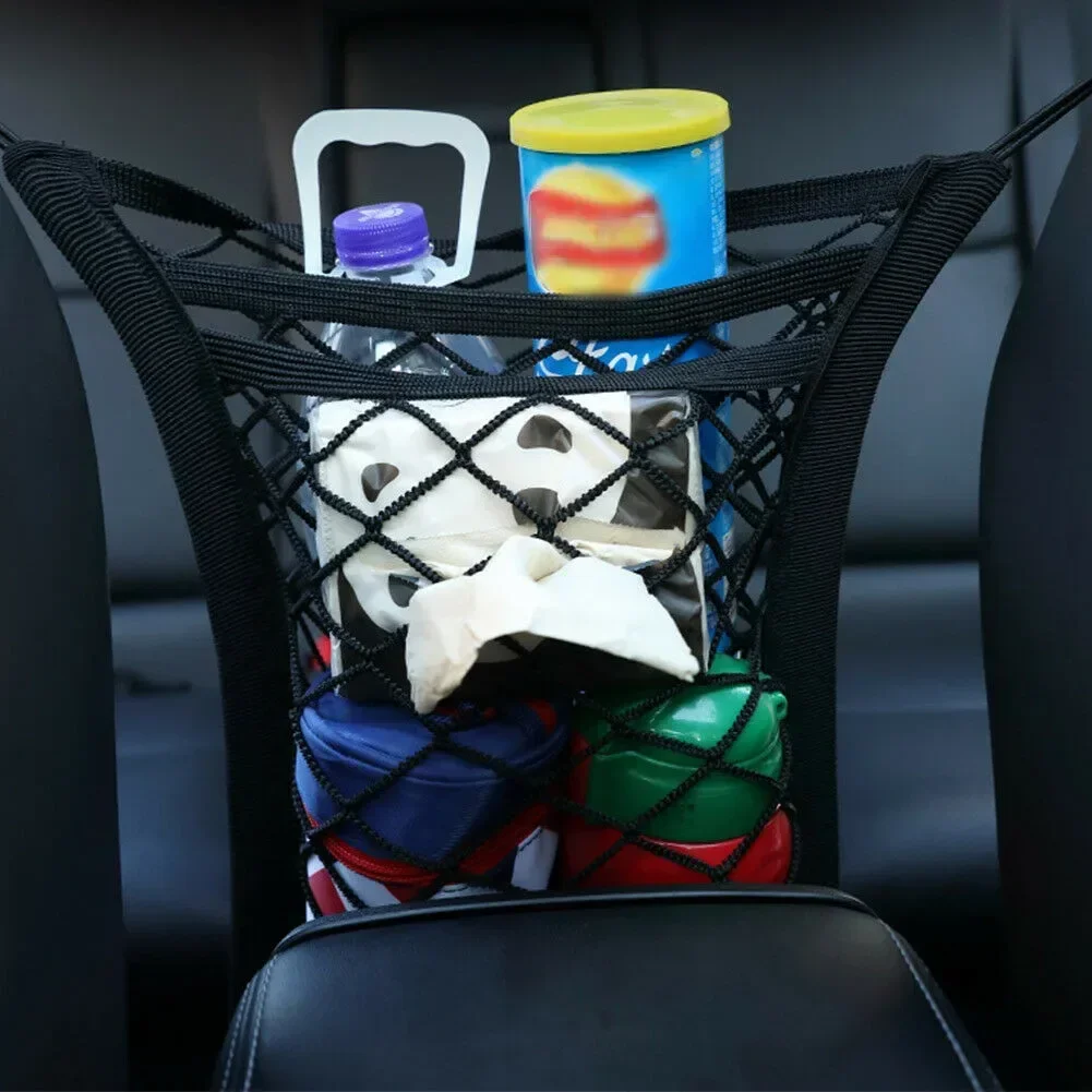 3 Layer Car Seat Back Hanging Bag Mesh Pocket Organizer Collector Storage Box Car Interior Accessories Black Stowing Tidying NEW