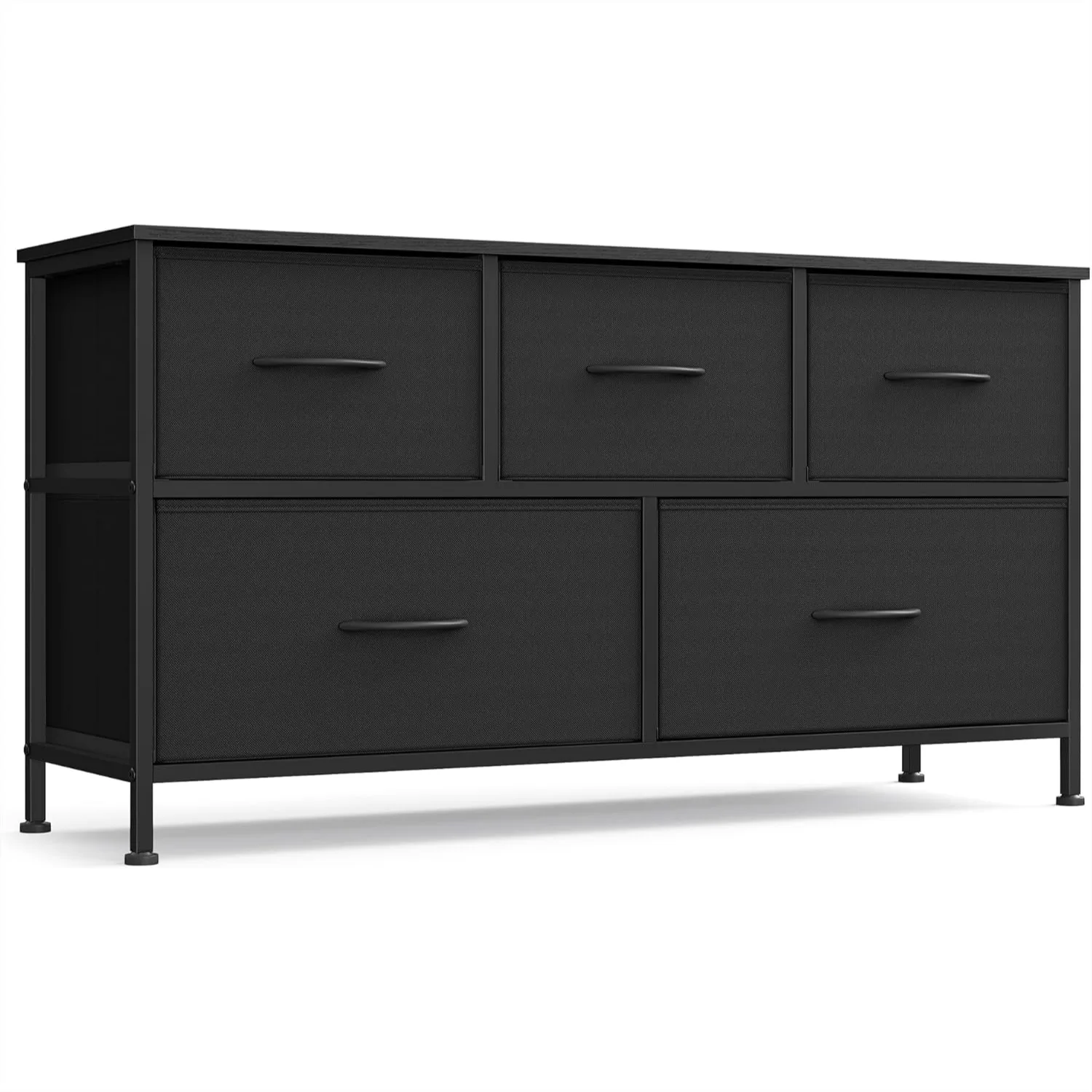 

5-Drawer Dresser for Bedroom, Steel Frame Chest of Drawers, Fabric Storage Organizer for Closet Entryway, Ink Black