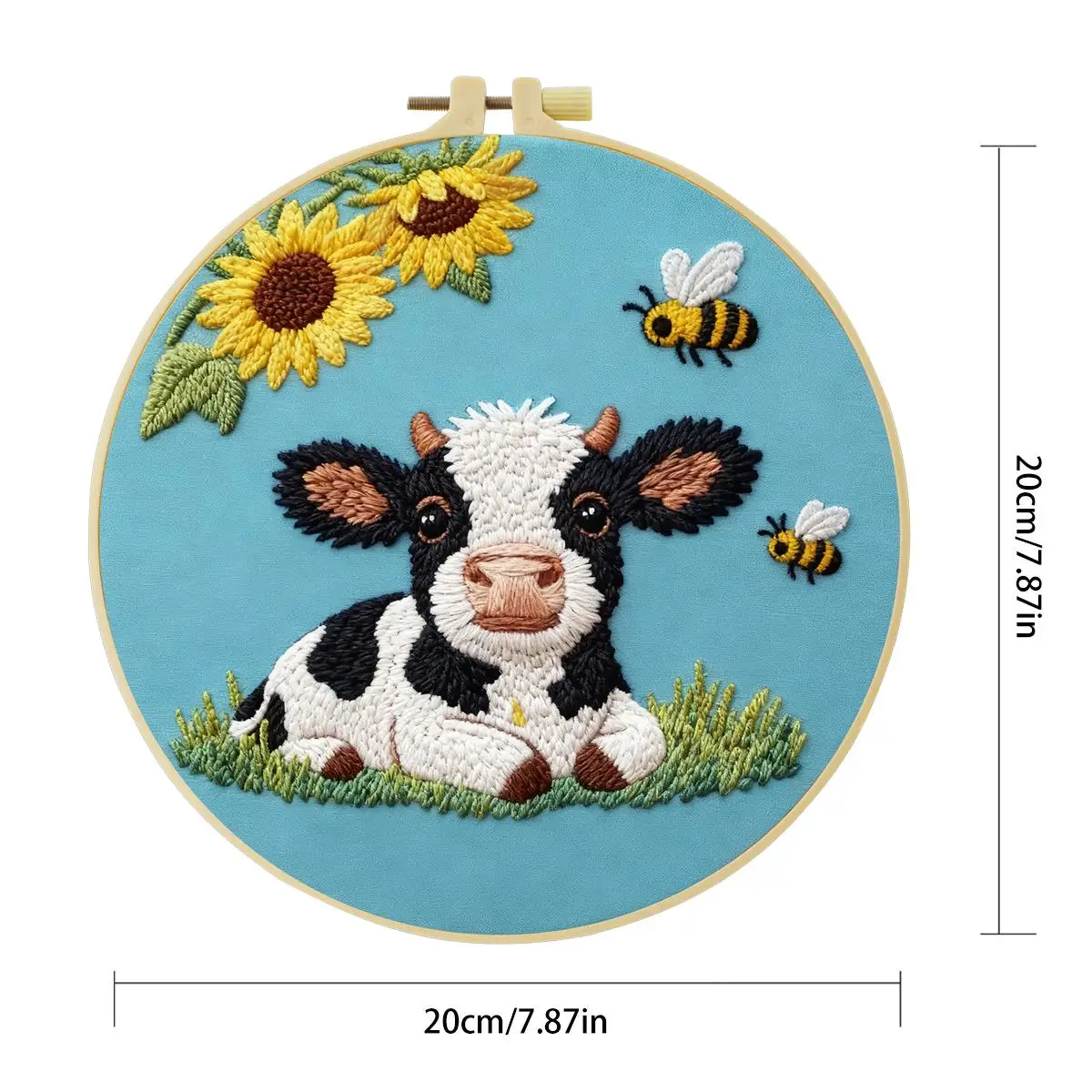 1 Stück 20X20CM/15X15CM 7,87/6,3 Zoll Tier - Kuh Stickerei Starter-Kit DIY-Kit DIY Stickerei-Set Handarbeiten Malerei – Detail 4