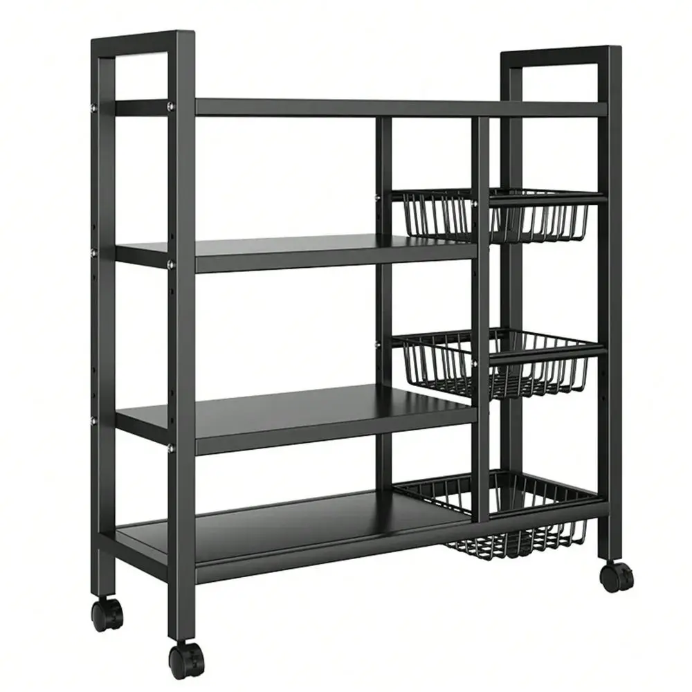 

Removable Cabinet Storage Rack, 4 Layers Of Black Metal Rack, MultiLayer Vegetable And Fruit Storage Rack