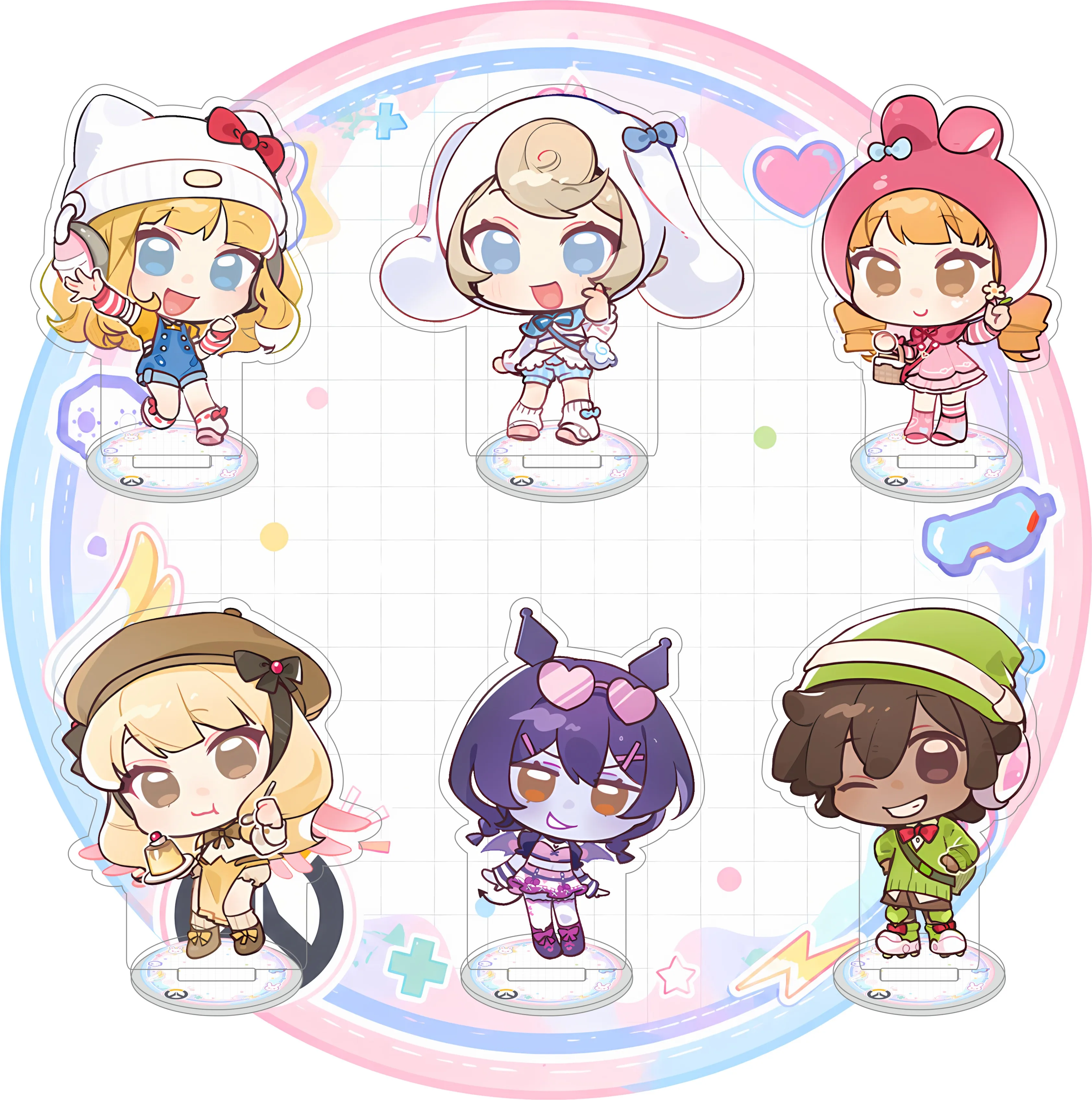 10cm Overwatch Acrylic Stand Q Chibi Keychain Desk Decor D.Va Mercy Kiriko Juno Kuromi  Widowmaker Lucio Game Figure Fan Gift
