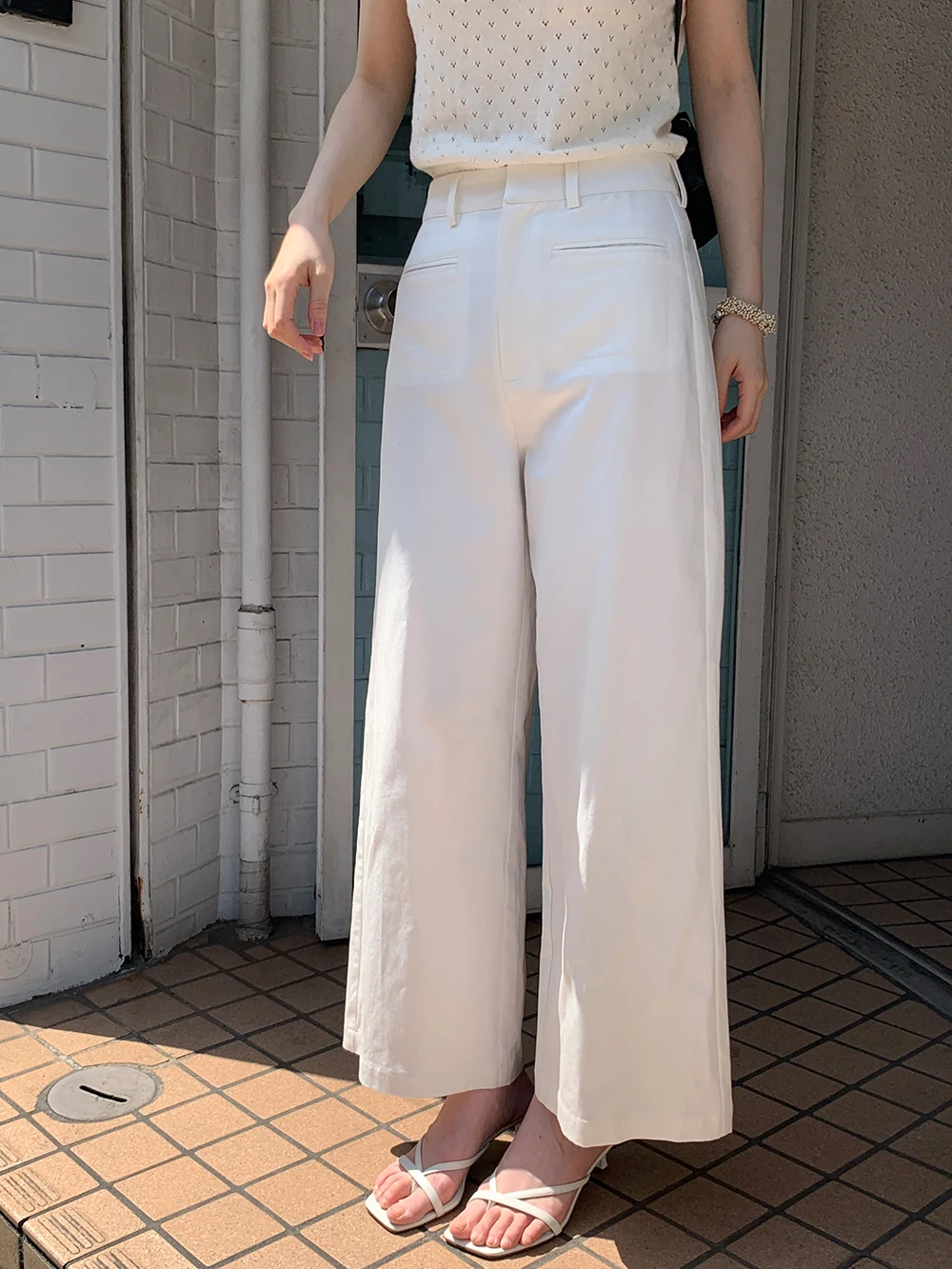 

LE LALIN Летние комфортные шелково-хлопковые брюки с широкими штанинами, винтажные, с высокой талией, укороченные, повседневные женские джинсы, однотонные, на молнии