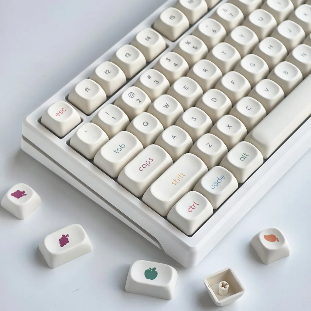 MAIMOOO Simple Cute Keycap MOA PBT Custom Frozen Yogurt Small Font Personalized Korean Russian Keycaps for Mechanical Keyboard