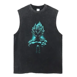 Japanese Anime Dragon Ball Tank Top Summer Men Washed Vest One Piece Printed Vintage Streetwear 100% Cotton Sleeveless T-shirt