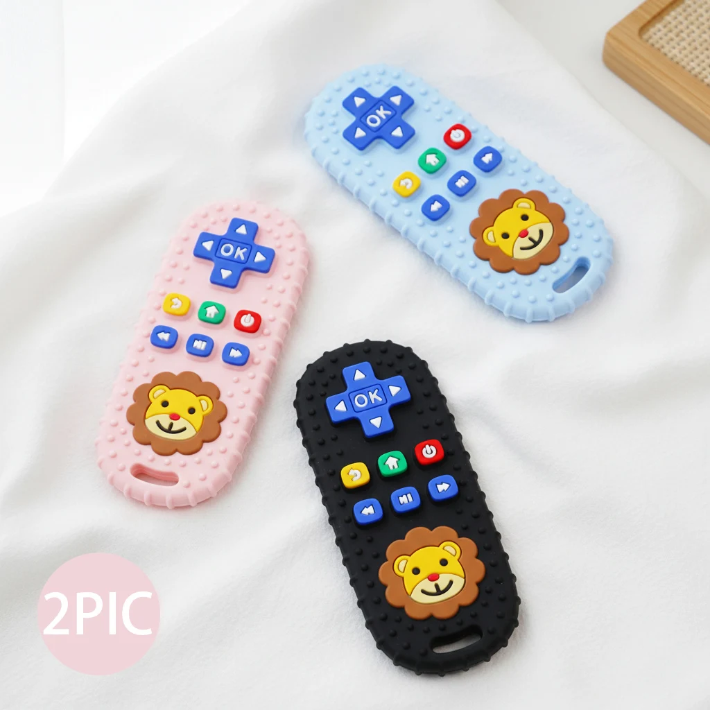

Silicone Toy for Baby, 2Pcs BPA Free Lion Remote Control Teethers for Toddlers Chew