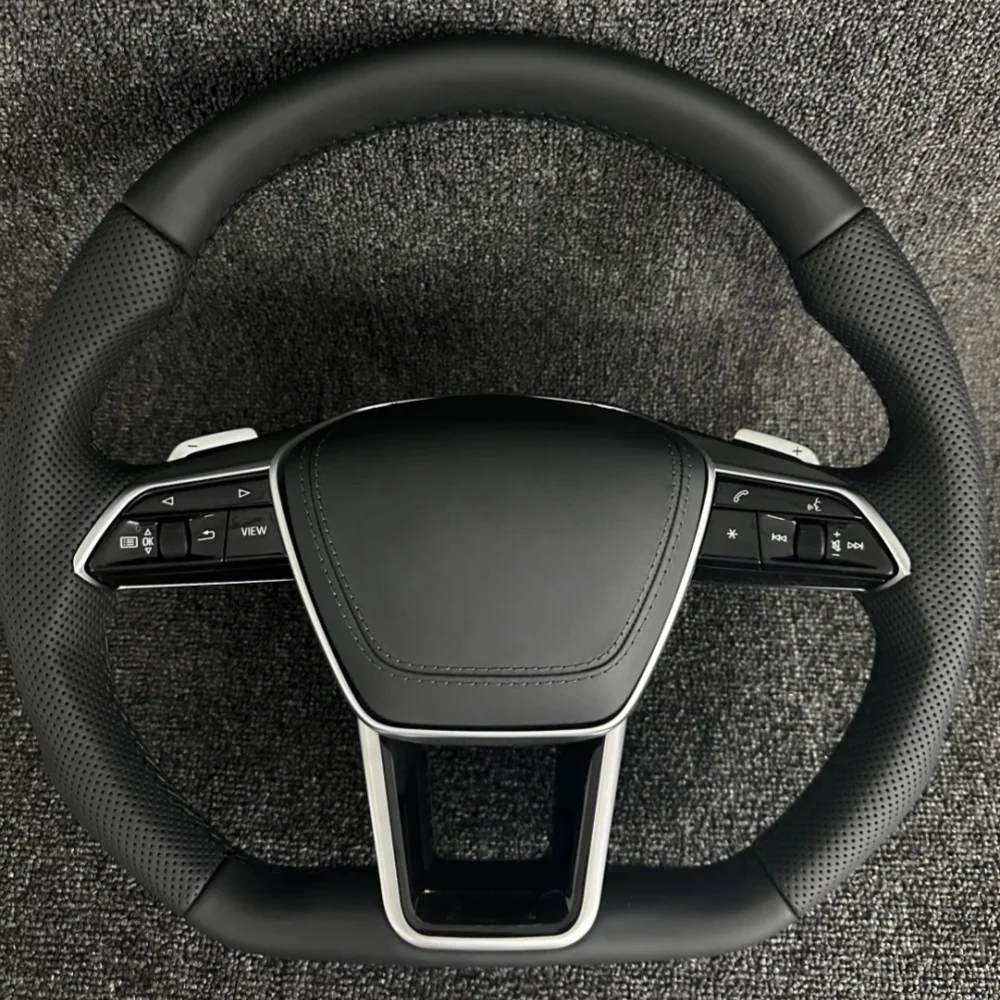 

Custom Leather Car Steering Wheel Assembly For Audi A6 C8 A7 With Buttons And Shift Paddles Auto Interior Accessories