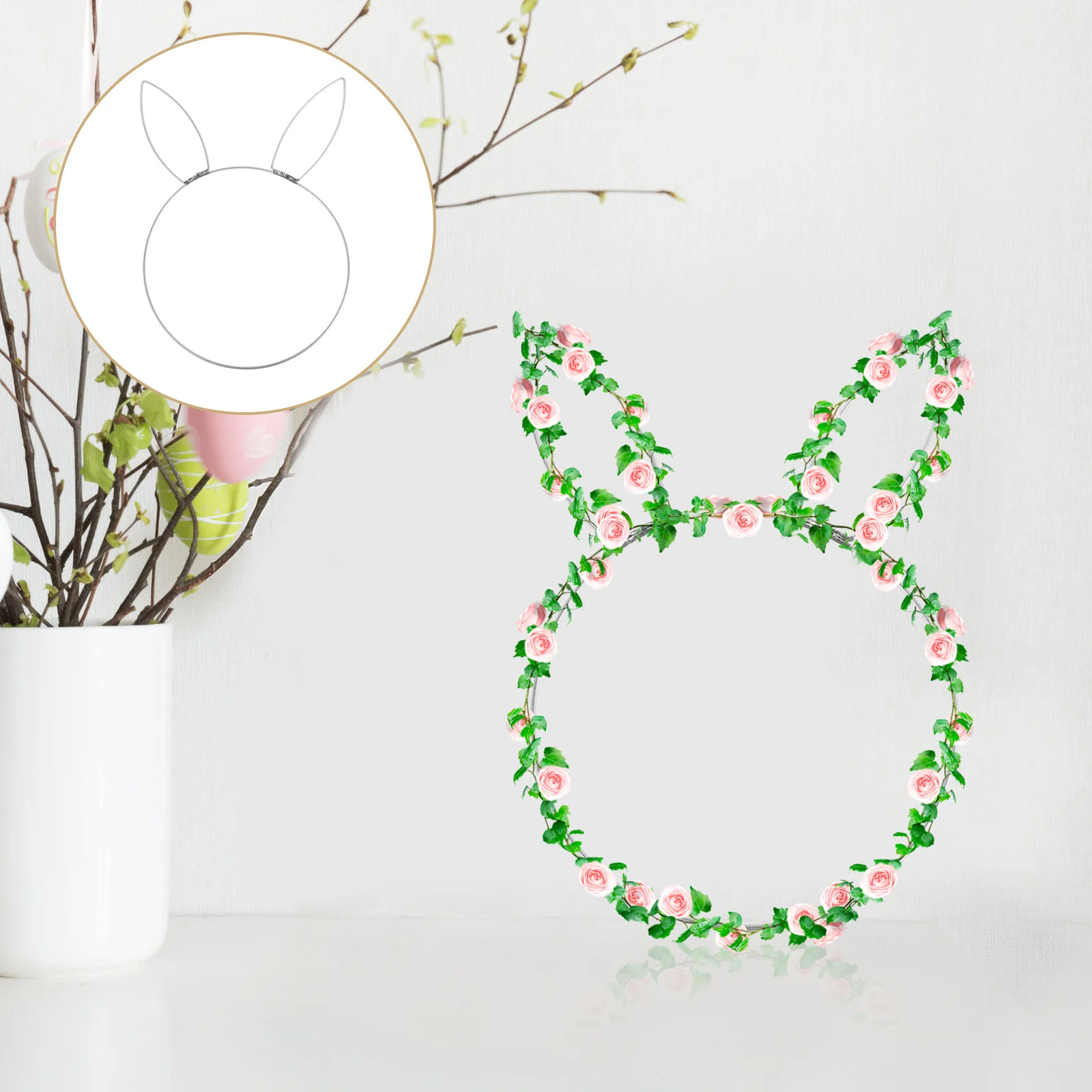 

Bunny Head Metal Wreath Frame Easter Head Circle Ring Decor For Spring Wreaths Craft Wall Door Garden