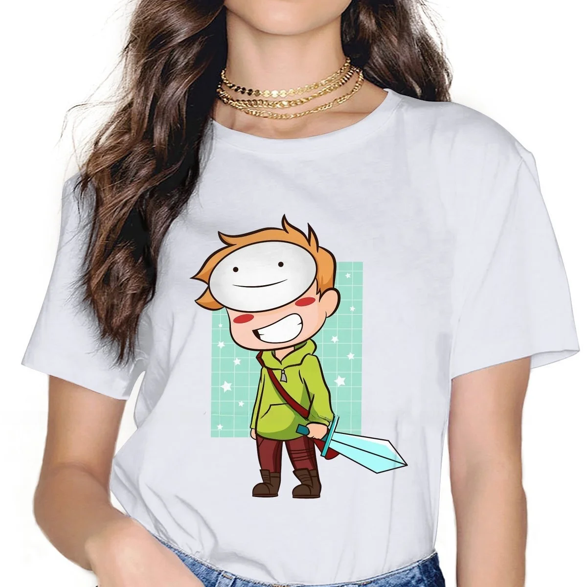 

Женская винтажная футболка Chibi Dr SMP Unge Cute Fem, одежда из 00% других материалов, женская футболка irt