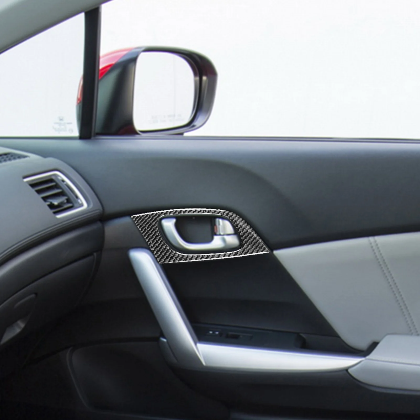 

Car Accessories Carbon Fiber For Honda Civic 9 Coupe / Sedan 2013-2015 Inner Door Handle Paenl Frame Interior Cover Trim Sticker